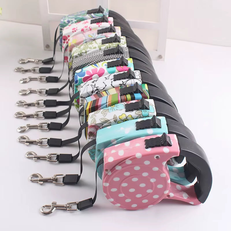 5M Colorful Retractable Dog Leash Extending Puppy Walking Leads Pet Dog Running Leashes Hands Freely Great for Walking Dog