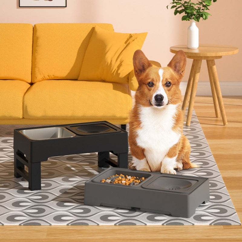 Dog Double Bowls Stainless Stand Adjustable Height Pets Feeding Dish Bowl Big Dog Elevated Food Water Feeders for Dogs Pet Products